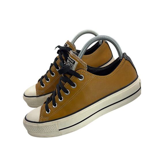 Converse Chuck Taylor All Star Low Brown Leather Black Trim Sneakers Men’s 9 - Picture 5 of 12